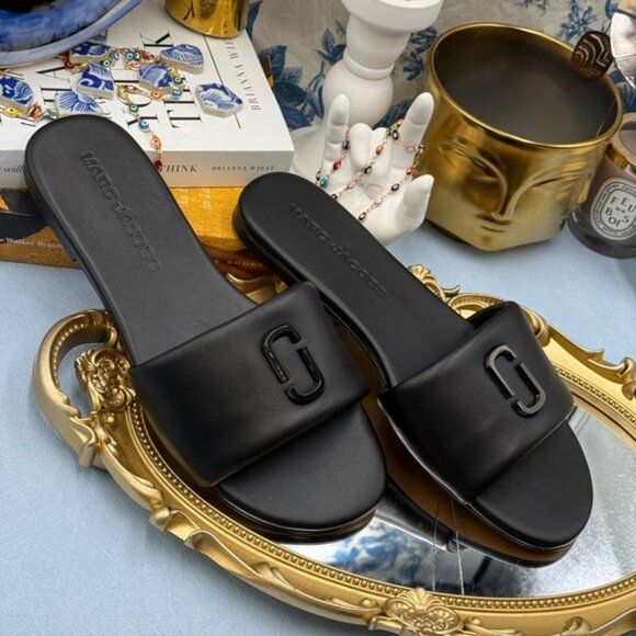 🆕 MARC JACOBS 🧿 NWOB The Snapshot Slide, Black Leather - Sz 37 US 7 - Picture 7 of 15
